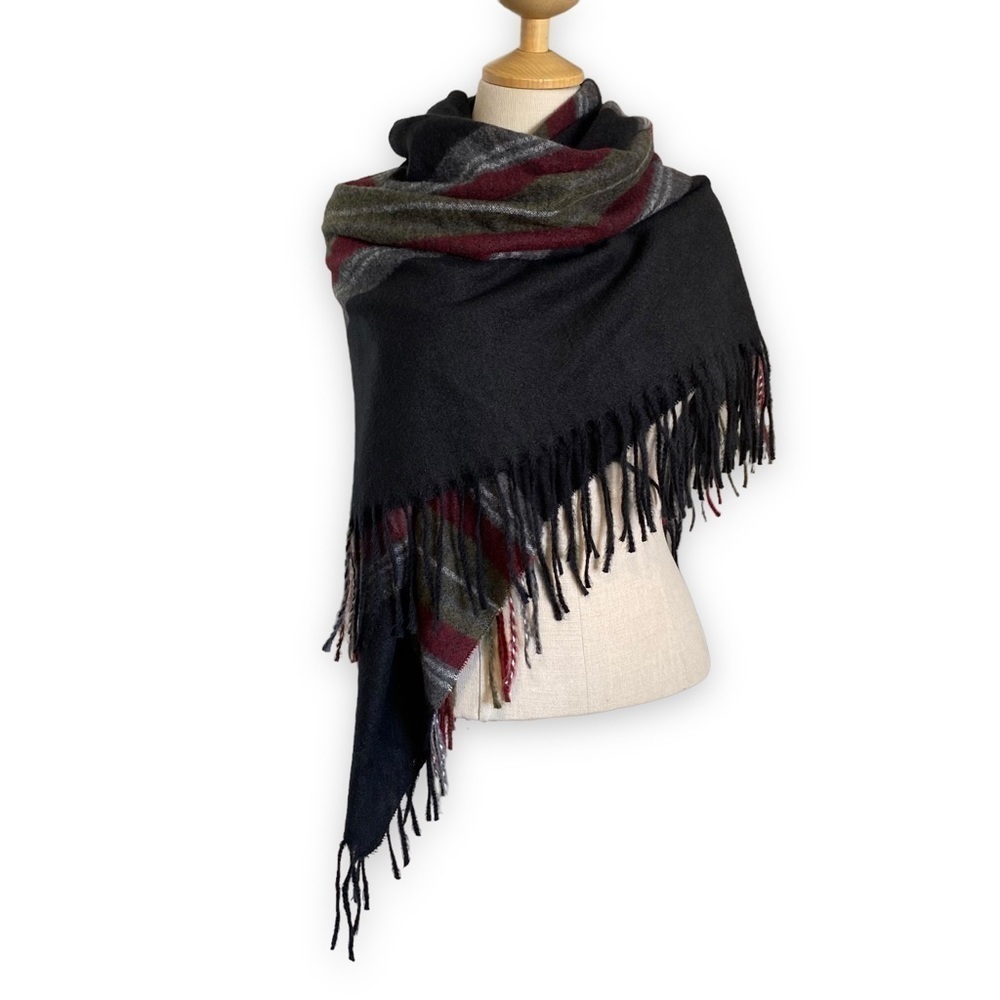 Ultra Soft - Dark Gray/Red & Black Plaid Square Scarf